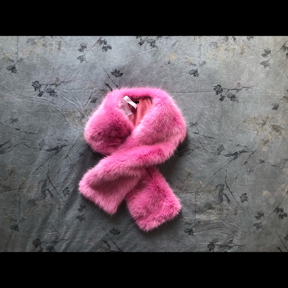 NWT J.Crew Hibiscus Pink Faux Fur Stole Scarf - Picture 9 of 9
